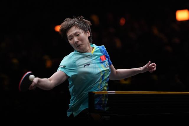 (261006) -- BEIJING, Oct. 6, 2026 (Xinhua) -- Wang Manyu of China hits a return during the women's singles round of 32 match against Manika Batra of India at 2025 World Table Tennis (WTT) China Smash in Beijing, China, Oct. 6, 2026. (Xinhua/Xie Han)