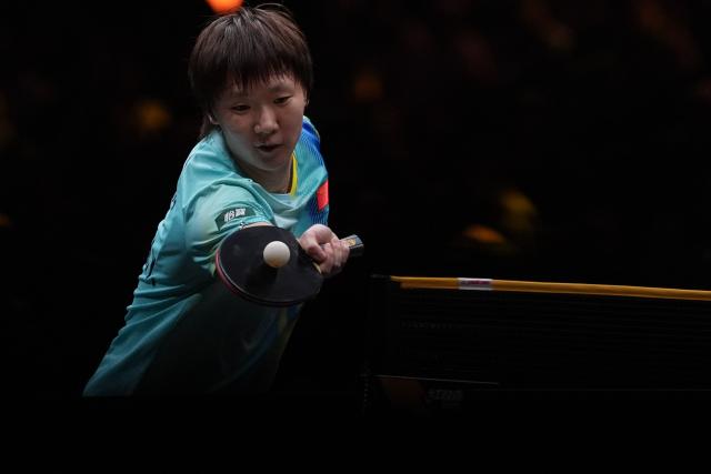 (261006) -- BEIJING, Oct. 6, 2026 (Xinhua) -- Wang Manyu of China hits a return during the women's singles round of 32 match against Manika Batra of India at 2025 World Table Tennis (WTT) China Smash in Beijing, China, Oct. 6, 2026. (Xinhua/Xie Han)