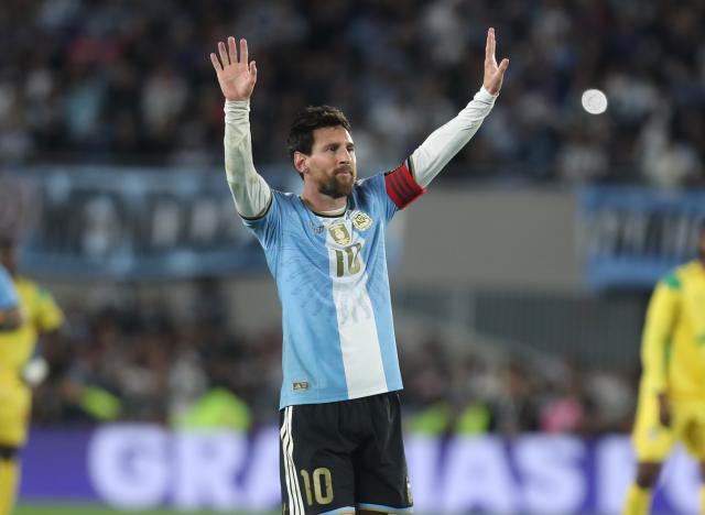 (261007) -- BUENOS AIRES, Oct. 7, 2026 (Xinhua) -- Lionel Messi of Argentina celebrates after scoring during a football friendly match between Argentina and Benin at the Monumental Stadium in Buenos Aires, capital of Argentina, on Oct. 6, 2026. The match marked Lionel Messi's final appearance for the Argentina national football team. (Photo by Martin Zabala/Xinhua)