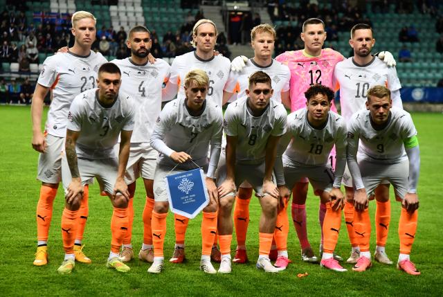 (261007) -- TALLINN, Oct. 7, 2026 (Xinhua) -- Iceland's players pose for a team photo before the UEFA Nations League 2026/27 League C Group C4 match between Estonia and Iceland at A. Le Coq Arena in Tallinn, Estonia, Oct. 6, 2026. (Photo by Sergei Stepanov/Xinhua)