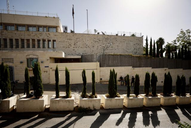 (261008) -- JERUSALEM, Oct. 8, 2026 (Xinhua) -- This photo taken on Oct. 8, 2026 shows an exterior view of the British consulate in East Jerusalem. Israeli Foreign Minister Gideon Sa'ar announced on Thursday that the British consulate in East Jerusalem had ended its operations on Israel's orders and that the consul general and 19 diplomats would leave the country, citing "countermeasures" following British measures against Israel.
   British Foreign Secretary Ed Miliband disputed Israel's legal authority to close the consulate, saying East Jerusalem was occupied territory. (Photo by Jamal Awad/Xinhua)