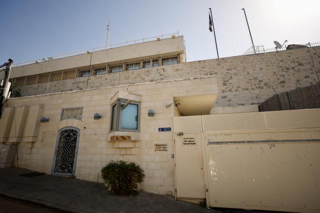 (261008) -- JERUSALEM, Oct. 8, 2026 (Xinhua) -- This photo taken on Oct. 8, 2026 shows an exterior view of the British consulate in East Jerusalem. Israeli Foreign Minister Gideon Sa'ar announced on Thursday that the British consulate in East Jerusalem had ended its operations on Israel's orders and that the consul general and 19 diplomats would leave the country, citing "countermeasures" following British measures against Israel.
   British Foreign Secretary Ed Miliband disputed Israel's legal authority to close the consulate, saying East Jerusalem was occupied territory. (Photo by Jamal Awad/Xinhua)