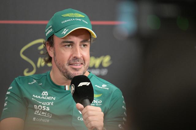 (261008) -- SINGAPORE, Oct. 8, 2026 (Xinhua) -- Aston Martin's Spanish driver Fernando Alonso attends the pre-race press conference of the Formula 1 Singapore Grand Prix 2026, in Singapore, Oct. 8, 2026. (Photo by Then Chih Wey/Xinhua)