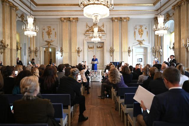 (261008) -- STOCKHOLM, Oct. 8, 2026 (Xinhua) -- The 2026 Nobel Prize in Literature is announced in Stockholm, Sweden, Oct. 8, 2026. Canadian writer Anne Carson has been awarded the 2026 Nobel Prize in Literature, becoming the second Canadian author ever to receive the honor, the Swedish Academy announced on Thursday. (Xinhua/Lyu You)