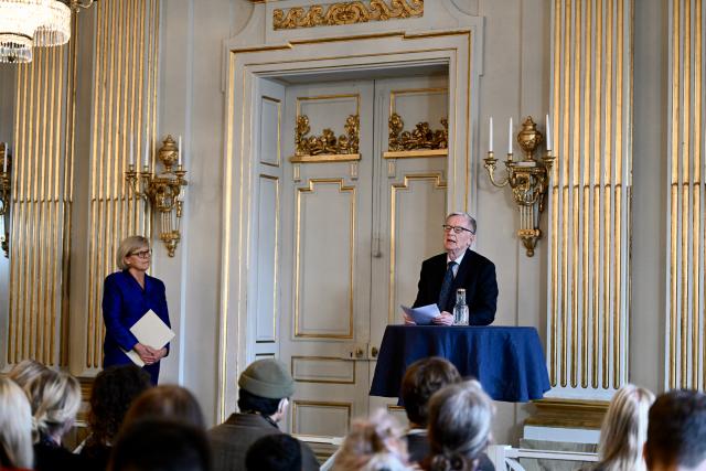 (261008) -- STOCKHOLM, Oct. 8, 2026 (Xinhua) -- The 2026 Nobel Prize in Literature is announced in Stockholm, Sweden, Oct. 8, 2026. Canadian writer Anne Carson has been awarded the 2026 Nobel Prize in Literature, becoming the second Canadian author ever to receive the honor, the Swedish Academy announced on Thursday. (Xinhua/Lyu You)