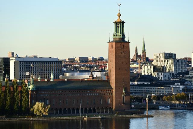 (261009) -- STOCKHOLM, Oct. 9, 2026 (Xinhua) -- This photo taken on Oct. 7, 2026 shows the city hall of Stockholm, Sweden. (Xinhua/Lyu You)
