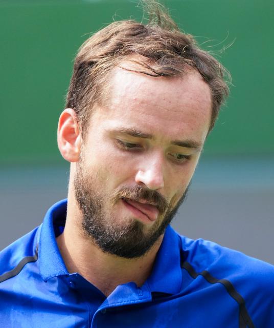 (261010) -- SHANGHAI, Oct. 10, 2026 (Xinhua) -- Daniil Medvedev of Russia reacts during the men's singles second round match against Jan-Lennard Struff of Germany at the 2026 ATP tour Shanghai Masters tennis tournament in Shanghai, China, Oct. 10, 2026. (Xinhua/Ding Ting)