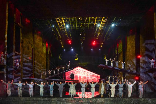 (261011) -- ZUNYI, Oct. 11, 2026 (Xinhua) -- Artists stage a Red Army-themed performance in Zunyi City, southwest China's Guizhou Province, June 9, 2026. (Xinhua/Xu Hongyan)