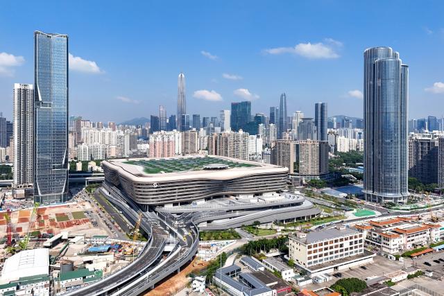(261011) -- SHENZHEN, Oct. 11, 2026 (Xinhua) -- An aerial drone photo taken on Oct. 10, 2026 shows a view of the Huanggang Port in Shenzhen, south China's Guangdong Province.
  Huanggang Port will officially open and commence operation at 6:30 a.m. on Oct. 12, allowing passengers to travel between Shenzhen and Hong Kong. (Xinhua/Liang Xu)