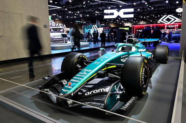 (261012) -- PARIS, Oct. 12, 2026 (Xinhua) -- A vehicle on display is seen during the Paris Motor Show in Paris, France, Oct. 12, 2026. The 2026 Paris Motor Show kicked off here on Monday. (Xinhua/Wu Huiwo)