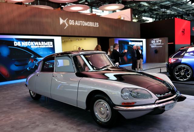 (261012) -- PARIS, Oct. 12, 2026 (Xinhua) -- A vehicle on display is seen during the Paris Motor Show in Paris, France, Oct. 12, 2026. The 2026 Paris Motor Show kicked off here on Monday. (Xinhua/Wu Huiwo)
