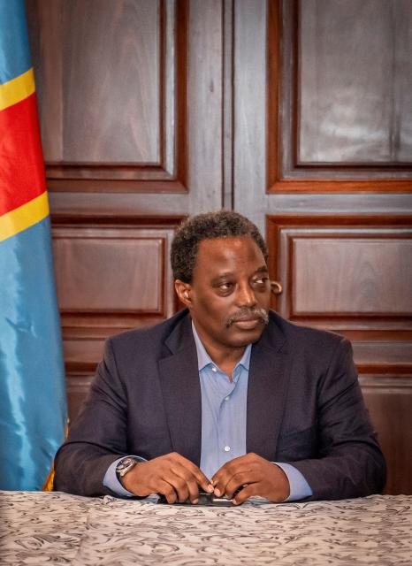 (261012) -- GOMA, Oct. 12, 2026 (Xinhua) -- Former President of the Democratic Republic of the Congo (DRC) Joseph Kabila attends the launching ceremony of the Front for the Refoundation of the Nation (FRN) in Goma, the capital of North Kivu Province of DRC, on Oct. 12, 2026. Kabila was named head of a newly formed political-military alliance on Monday, bringing the political and military leaders of the March 23 Movement (M23) rebellion under his leadership. (Str/Xinhua)