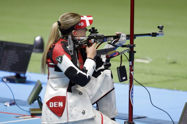 (261014) -- CAIRO, Oct. 14, 2026 (Xinhua) -- Denmark's Rikke Maeng Ibsen competes during the 50m rifle three positions women's final at the International Shooting Sport Federation (ISSF) World Cup Rifle/Pistol in Cairo, Egypt, on Oct. 13, 2026. (Xinhua/Ahmed Gomaa)