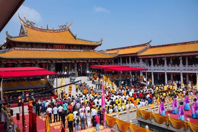 (261014) -- MACAO, Oct. 14, 2026 (Xinhua) -- The opening ceremony of the 19th A-Ma Cultural and Tourism Festival is held in Macao, south China, Oct. 13, 2026. A statue of Mazu, a Chinese sea goddess, was paraded through the streets of China's Macao Special Administrative Region (SAR) on Tuesday as the 19th A-Ma Cultural and Tourism Festival opened.
   The opening ceremony at A-Ma Cultural Village was followed by traditional rites honoring the goddess, with the procession taking place in the afternoon.
   The festival showcases traditional craftsmanship from east China's Fujian Province. An exhibition that opened Monday featured 56 works, including ceramics, woodcarvings and lacquerware. (Xinhua/Cheong Kam Ka)