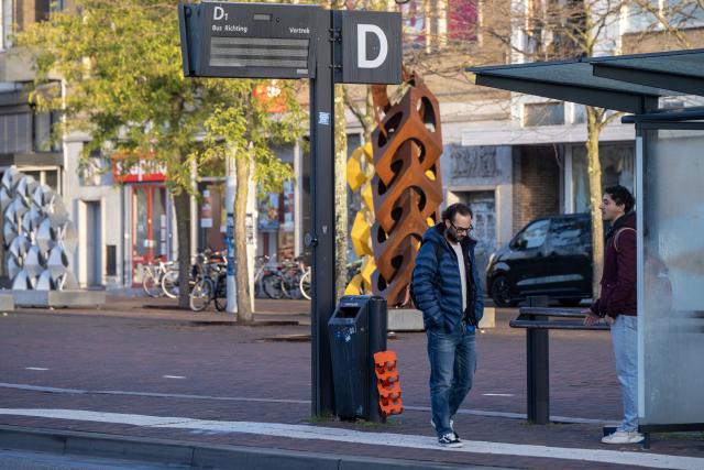 (261014) -- HENGELO, Oct. 14, 2026 (Xinhua) -- People are seen at a platform in Hengelo, the Netherlands, Oct. 14, 2026. Regional public transport services across most of the country were disrupted by strikes on Wednesday for demanding better working conditions and employee welfare. (Photo by Eric Brinkhorst/Xinhua)