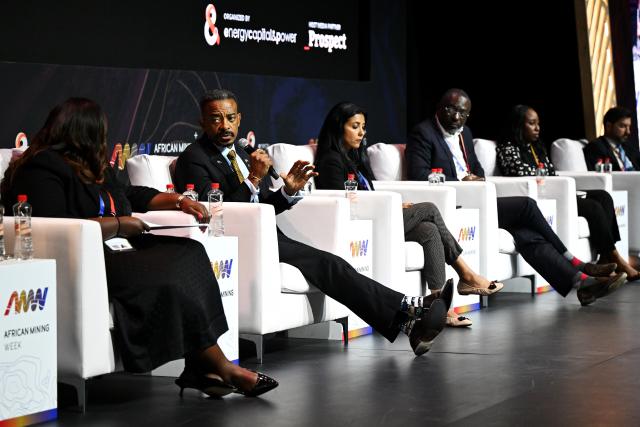 (261015) -- CAPE TOWN, Oct. 15, 2026 (Xinhua) -- Delegates attend a panel discussion during African Mining Week 2026 in Cape Town, South Africa, Oct. 14, 2026. African Mining Week (AMW) 2026 on Wednesday kicked off in Cape Town, South Africa, with a call to unlock the full value of Africa's mineral resources through greater regional cooperation, investment and industrial development.
   TO GO WITH "African Mining Week urges efforts to unlock full value of continental resources" (Photo by Xabiso Mkhabela/Xinhua)