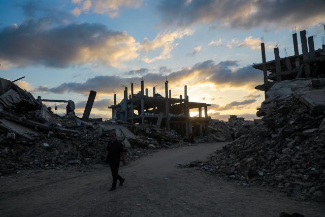 (261015) -- GAZA, Oct. 15, 2026 (Xinhua) -- A displaced Palestinian is pictured in Jabalia refugee camp, northern Gaza Strip, on Oct. 14, 2026. (Photo by Rizek Abdeljawad/Xinhua)