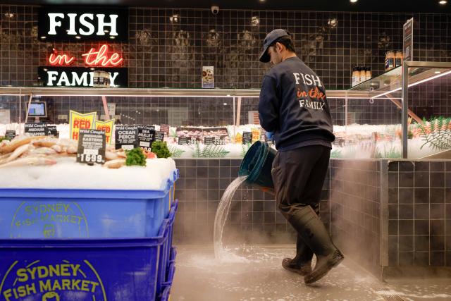 (261016) -- CANBERRA, Oct. 16, 2026 (Xinhua) -- A staff member cleans the floor of a seafood shop in Canberra, Australia, on Oct. 16, 2026. Australia's unemployment rate rose to 4.7 percent in September, as employment fell and more people became unemployed, official statistics showed on Thursday. (Photo by Chu Chen/Xinhua)