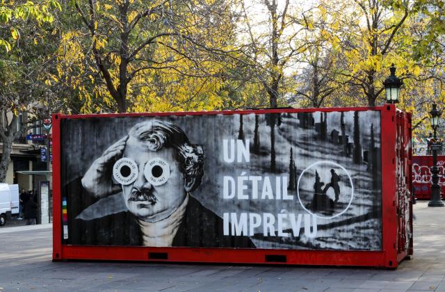 (261016) -- PARIS, Oct. 16, 2026 (Xinhua) -- A street art installation commemorating Louis Daguerre is seen at Place de la Republique in Paris, France, Oct. 16, 2026. A bronze plaque titled "An Unexpected Detail" was unveiled at Place de la Republique in Paris on Thursday. It honors "Boulevard du Temple," an image taken in 1838 by French photography pioneer Louis Daguerre and believed to be the first photograph to show people. (Xinhua/Wu Huiwo)