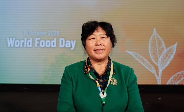 (261016) -- ROME, Oct. 16, 2026 (Xinhua) -- Yin Yuzhen, Chinese sand-control pioneer, honoree of Food and Agriculture Organization of the United Nations (FAO)'s 100 Women Heroes in Agrifood Systems and Rural Development, attends the FAO's World Food Day ceremony in Rome, Italy, Oct. 16, 2026. (Xinhua/Wang Kaiyan)
