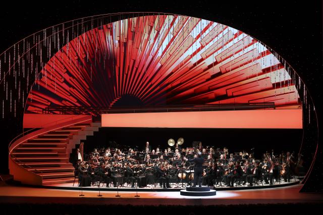 (261017) -- SHANGHAI, Oct. 17, 2026 (Xinhua) -- The opening performance of the 25th China Shanghai International Arts Festival and the inaugural concert of the Shanghai Grand Opera House is staged in Shanghai, east China, Oct. 17, 2026. The arts festival kicked off here on Saturday, and will last until Nov. 15. (Xinhua/Wang Xiang)