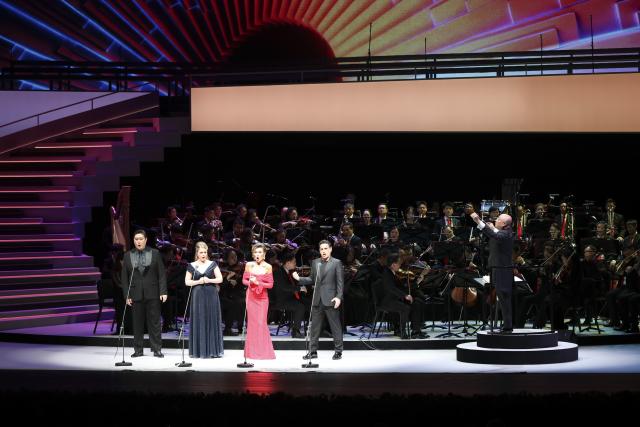 (261017) -- SHANGHAI, Oct. 17, 2026 (Xinhua) -- The opening performance of the 25th China Shanghai International Arts Festival and the inaugural concert of the Shanghai Grand Opera House is staged in Shanghai, east China, Oct. 17, 2026. The arts festival kicked off here on Saturday, and will last until Nov. 15. (Xinhua/Wang Xiang)