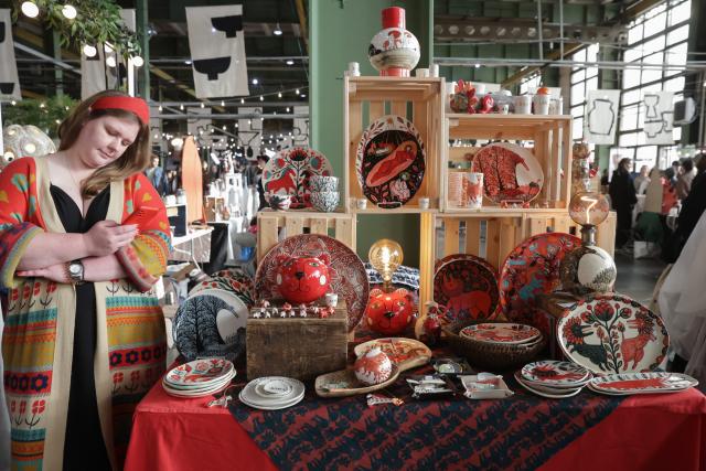 (261017) -- ST. PETERSBURG, Oct. 17, 2026 (Xinhua) -- Photo taken on Oct. 17, 2026 shows creative ceramic works at the ceramic exhibition in St. Petersburg, Russia. The Russian city of St. Petersburg hosted a two-day ceramics exhibition. More than 150 artists from over 20 cities across Russia showcase their creative ceramic works. (Photo by Irina Motina/Xinhua)