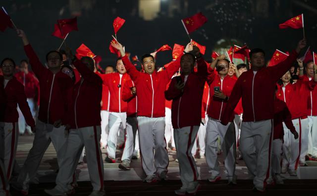 (261018) -- NAGOYA, Oct. 18, 2026 (Xinhua) -- The delegation of China parades into the stadium during the opening ceremony of the Aichi-Nagoya Asian Para Games in Nagoya, Japan, Oct. 18, 2026. (Xinhua/Jia Haocheng)