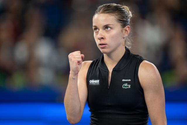 (261018) -- WUHAN, Oct. 18, 2026 (Xinhua) -- Maja Chwalinska celebrates during the women's singles final match between Maja Chwalinska of Poland and Sonay Kartal of Britain at the 2026 Wuhan Open tennis tournament in Wuhan, capital of central China's Hubei Province, Oct. 18, 2026. (Xinhua/Wu Zhizun)