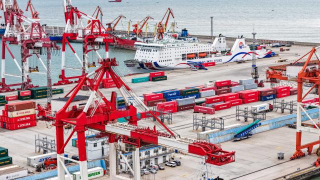 (261020) -- BEIJING, Oct. 20, 2026 (Xinhua) -- A drone photo taken on Oct. 19, 2026 shows a view of Shidao New Port in Rongcheng City, east China's Shandong Province. China's gross domestic product (GDP) grew 4.5 percent year on year in the third quarter (Q3) of 2026, data from the National Bureau of Statistics (NBS) showed Monday.
  The country's economy expanded 4.6 percent year on year in the first three quarters.
  The world's second-largest economy generated about 107.11 trillion yuan (about 15.94 trillion U.S. dollars) in output during the January-September period, according to the NBS. (Photo by Li Xinjun/Xinhua)