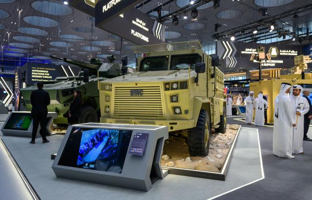 (261020) -- DOHA, Oct. 20, 2026 (Xinhua) -- People visit the Milipol Qatar 2026, an international event for homeland security and civil defense, at Doha Exhibition and Convention Center in Doha, Qatar, Oct. 20, 2026. The three-day exhibition attracted more than 270 exhibitors. (Photo by Nikku/Xinhua)