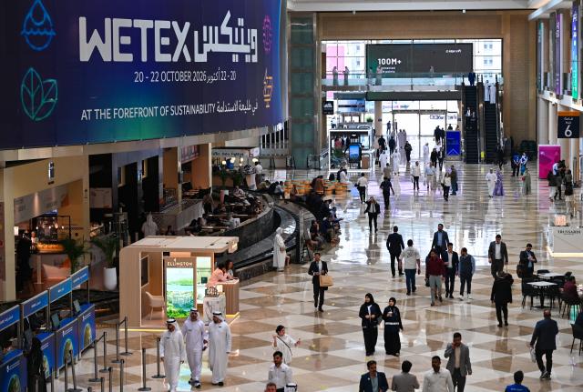 (261020) -- DUBAI, Oct. 20, 2026 (Xinhua) -- Photo taken on Oct. 20, 2026 shows a view at the 28th Water, Energy, Technology and Environment Exhibition (WETEX) in Dubai, the United Arab Emirates. The 28th WETEX opened Tuesday at the Dubai World Trade Centre in Dubai. (Xinhua/Wang Zecong)