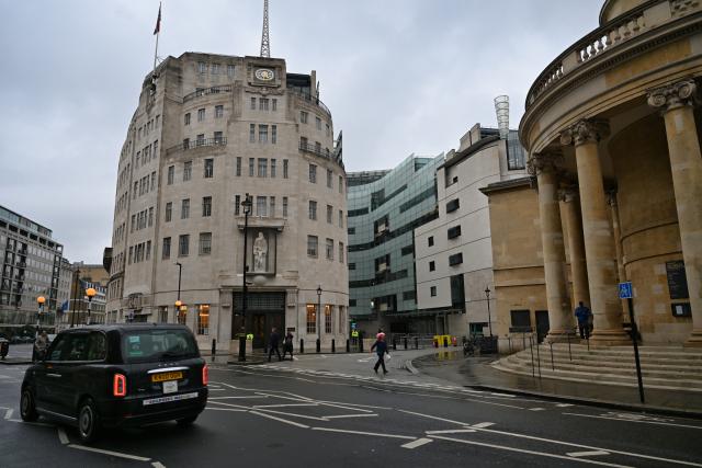 (261020) -- LONDON, Oct. 20, 2026 (Xinhua) -- This photo taken on Oct. 20, 2026 shows an exterior view of the Broadcasting House of the British Broadcasting Corporation (BBC) in London, Britain. The BBC reported Tuesday it will close its BBC Three and BBC Scotland television channels in the spring, as the corporation continues to make 500 million pounds (669 million U.S. dollars) of savings over two years. (Xinhua/Li Mangmang)