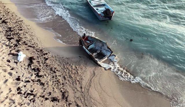(261020) -- TAIZ PROVINCE, Oct. 20, 2026 (Xinhua) -- This handout screenshot provided by Houthi Media Center shows damaged boats of fisherman victims who were targeted by airstrikes at al-Kadahah port in Dhubab district of Taiz province on Oct. 20, 2026. Yemen's Houthi group said Tuesday that eight fishermen were killed as Saudi forces carried out 93 air and missile strikes across eight Yemeni provinces over the past 24 hours. (Houthi Media Center/Handout via Xinhua)