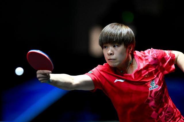 (261021) -- TASHKENT, Oct. 21, 2026 (Xinhua) -- Wang Yidi of China hits a return during the women's teams quarterfinals between Wang Yidi of China and Paranang Orawan of Thailand at the 29th ITTF-Asian Table Tennis Championships in Tashkent, Uzbekistan, Oct. 21, 2026. (Xinhua/Feng Kaihua)