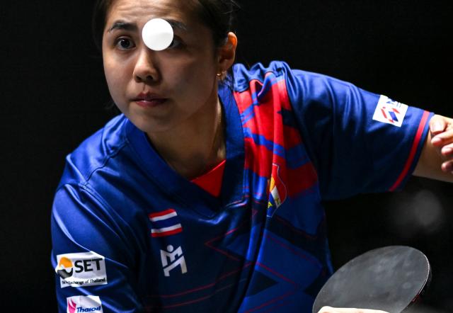 (261021) -- TASHKENT, Oct. 21, 2026 (Xinhua) -- Sawettabut Jinnipa of Thailand serves during the women's teams quarterfinals between Chen Yi of China and Sawettabut Jinnipa of Thailand at the 29th ITTF-Asian Table Tennis Championships in Tashkent, Uzbekistan, Oct. 21, 2026. (Xinhua/Feng Kaihua)