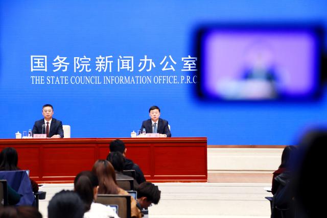 (261021) -- BEIJING, Oct. 21, 2026 (Xinhua) -- The State Council Information Office (SCIO) holds a press conference on China's proactive efforts in addressing climate change and leading global climate governance, in Beijing, capital of China, Oct. 21, 2026. (Xinhua/Pan Xu)