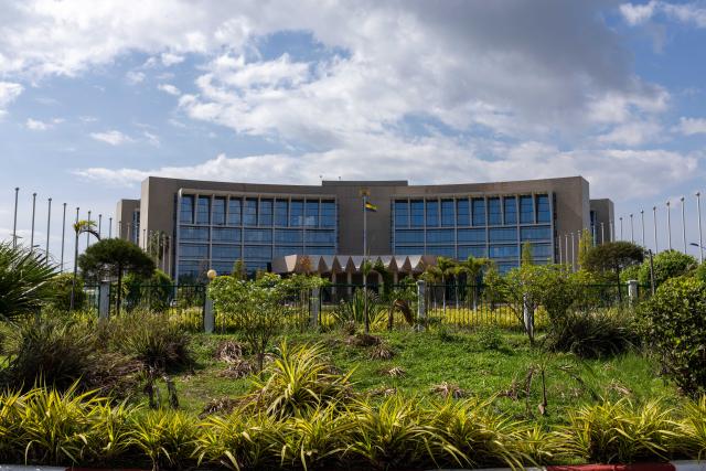(261022) -- LIBREVILLE, Oct. 22, 2026 (Xinhua) -- Photo taken on Oct. 20, 2026, shows the building of the National Assembly of Gabon in Libreville, capital of Gabon. (Xinhua/Zheng Yangzi)