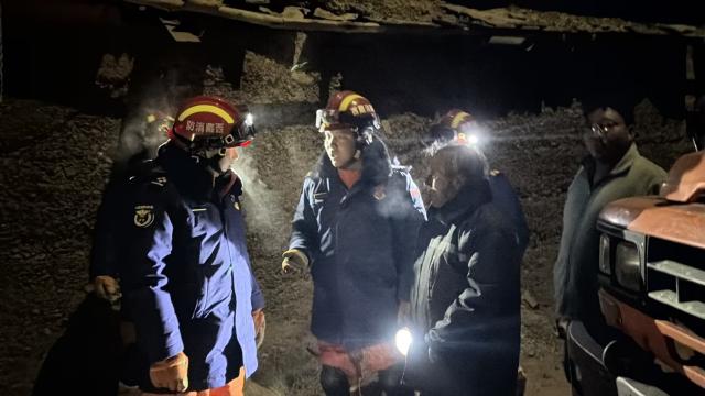 (261023) -- NAGQU, Oct. 23, 2026 (Xinhua) -- Firefighters inspect an earthquake-hit village in Baqen County of Nagqu City in southwest China's Xizang Autonomous Region, on Oct. 23, 2026.
  Sixteen people were killed and 32 others injured after a 7.0-magnitude earthquake struck Baqen County of Nagqu City in southwest China's Xizang Autonomous Region at 10:33 p.m. Thursday (Beijing Time), according to the city's emergency management bureau.
  As of 2:25 a.m. Friday, 11 of the injured were in serious condition while 21 sustained minor injuries. Over 300 houses collapsed.
  The damage caused by the quake is being further evaluated, and disaster relief work is underway.
  More than 300 police officers have been dispatched to the epicenter for relief work while the regional fire and rescue corps has mobilized 347 personnel to the affected areas. (Xinhua)