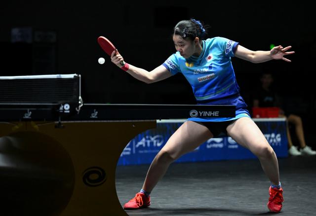 (261023) -- TASHKENT, Oct. 23, 2026 (Xinhua) -- Harimoto Miwa of Japan hits a return against Wang Yidi of China during the women's teams final between China and Japan at the 29th ITTF-Asian Table Tennis Championships in Tashkent, Uzbekistan, Oct. 22, 2026. (Xinhua/Feng Kaihua)