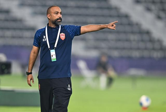 (261023) -- DOHA, Oct. 23, 2026 (Xinhua) -- Bahrain's head coach Khalid Hassan Rashid reacts during the Gulf Football Federation (GFF) Gulf Cup U-17 Qatar 2026 football match between China and Bahrain in Doha, Qatar, Oct. 22, 2026. (Photo by Nikku/Xinhua)