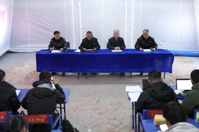 (261023) -- BAQEN, Oct. 23, 2026 (Xinhua) -- A press conference is held by local authorities in Baqen County, Nagqu City, southwest China's Xizang Autonomous Region, on Oct. 23, 2026. Sixteen people were killed and 76 others injured after a 7.0-magnitude earthquake struck Baqen County of Nagqu City in southwest China's Xizang Autonomous Region at 10:33 p.m. Thursday, local authorities said on Friday. (Xinhua/Tenzin Nyida)
