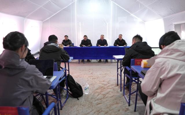 (261023) -- BAQEN, Oct. 23, 2026 (Xinhua) -- A press conference is held by local authorities in Baqen County, Nagqu City, southwest China's Xizang Autonomous Region, on Oct. 23, 2026. Sixteen people were killed and 76 others injured after a 7.0-magnitude earthquake struck Baqen County of Nagqu City in southwest China's Xizang Autonomous Region at 10:33 p.m. Thursday, local authorities said on Friday. (Xinhua/Tenzin Nyida)