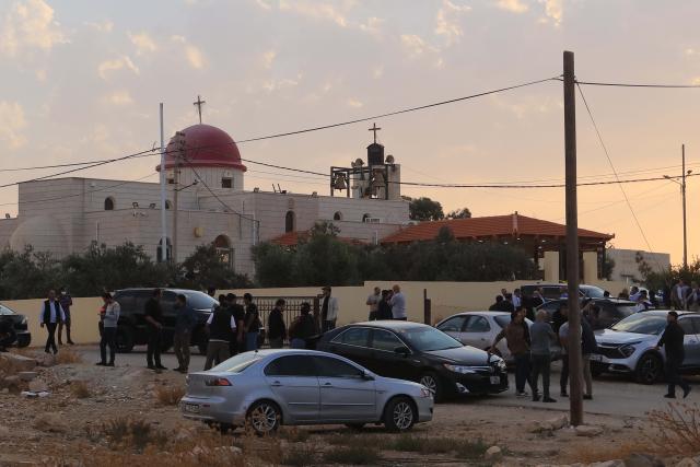 (261023) -- KARAK, Oct. 23, 2026 (Xinhua) -- The photo shows the church where a shooting attack occurred during a funeral in Jordan's southern governorate of Karak, Jordan, Oct. 23, 2026. Seven people were killed and 34 others injured in a shooting attack during a funeral in Jordan's southern governorate of Karak, the Jordanian Public Security Directorate said Friday. (Photo by Mohammad Abu Ghosh/Xinhua)