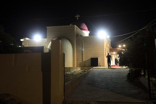 (261023) -- KARAK, Oct. 23, 2026 (Xinhua) -- The photo shows the church where a shooting attack occurred during a funeral in Jordan's southern governorate of Karak, Jordan, Oct. 23, 2026. Seven people were killed and 34 others injured in a shooting attack during a funeral in Jordan's southern governorate of Karak, the Jordanian Public Security Directorate said Friday. (Photo by Mohammad Abu Ghosh/Xinhua)