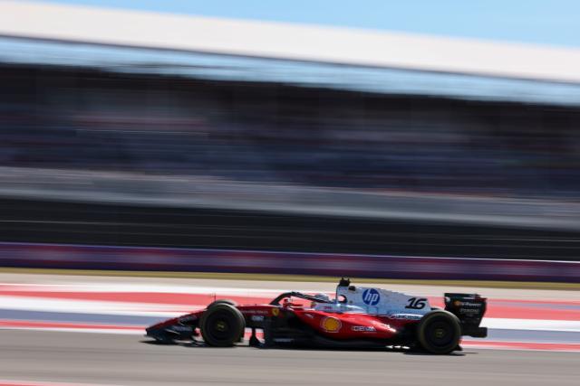 (261024) -- AUSTIN, Oct. 24, 2026 (Xinhua) -- Ferrari's Charles Leclerc of Monaco competes during the practice session of the Formula One United States Grand Prix, in Austin, Texas, the United States, Oct. 23, 2026. (Photo by Song Haiyuan/Xinhua)