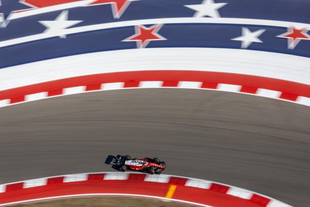 (261024) -- AUSTIN, Oct. 24, 2026 (Xinhua) -- Ferrari's Lewis Hamilton of Britain competes during the practice session of the Formula One United States Grand Prix, in Austin, Texas, the United States, Oct. 23, 2026. (Photo by Song Haiyuan/Xinhua)