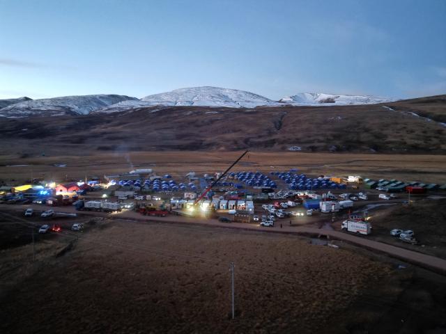 (261024) -- NAGQU, Oct. 24, 2026 (Xinhua) -- An aerial drone photo taken on Oct. 24, 2026 shows workers of China Railway Group Limited building prefabricated houses at a quake-hit village in Maru Township of Baqen County, Nagqu City, southwest China's Xizang Autonomous Region.
  The first batch of prefabricated houses has been set up on Saturday for the affected residents in a village of Maru Township, one of the hardest-hit areas near the epicenter, following a 7.0-magnitude earthquake that struck Baqen County of the city of Nagqu in southwest China's Xizang Autonomous Region at 10:33 p.m. on Thursday. (Photo by Chen Xiaojun/Xinhua)