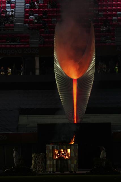 (261024) -- NAGOYA, Oct. 24, 2026 (Xinhua) -- The cauldron is seen before the closing ceremony of the Aichi-Nagoya Asian Para Games in Nagoya, Japan, Oct. 24, 2026. (Xinhua/Jia Haocheng)