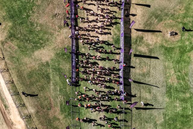 (261024) -- JOHANNESBURG, Oct. 24, 2026 (Xinhua) -- An aerial drone photo taken on Oct. 23, 2026 shows participants taking part in the 2026 Daredevil Run in Johannesburg, South Africa. The 2026 Daredevil Run, a charity run event aiming at raising public awareness of cancer prevention and treatment, kicked off in various parts of South Africa on Friday. More than 1,000 participants completed this running event in Johannesburg. (Photo by Shiraaz Mohamed/Xinhua)